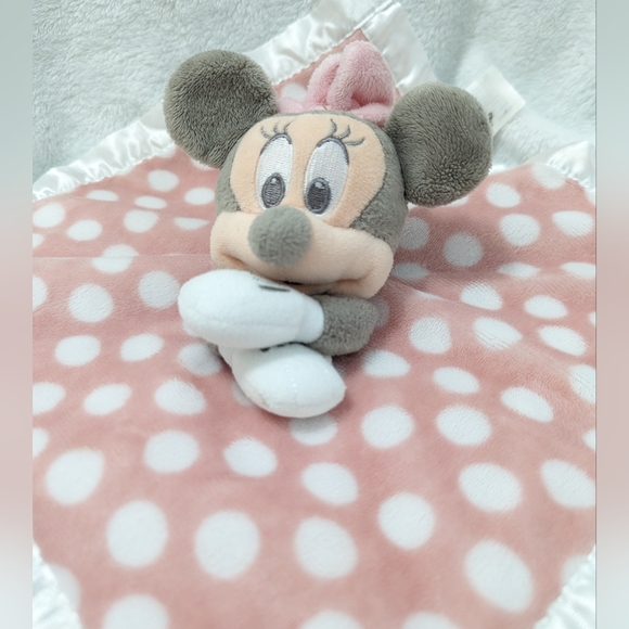 Disney Minnie Mouse pink white polka dot lovey satin edge - Picture 2 of 3